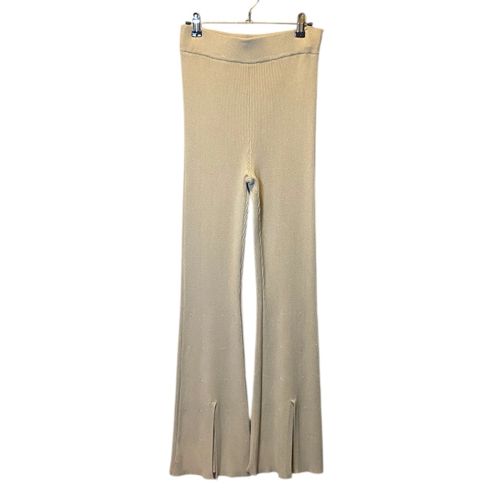 Abercrombie & Fitch Ribbed Flare Leggings Women’s Small Tan Stretch Sweat Pants